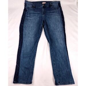 Juicy Couture Embellished Jeans Denim Pants Rhinestone Accent Sz16 High Straight